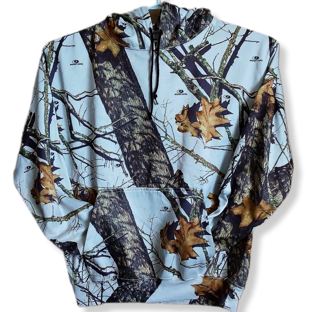 Mossy Oak Camouflage Hoodie.Men's Women's White brown yellow green. Size Large